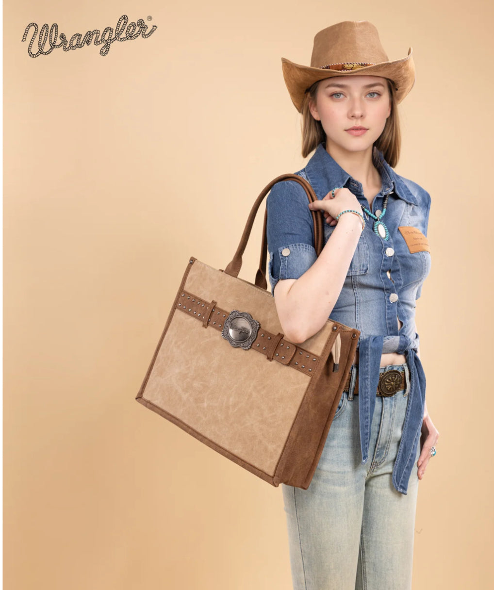 WRANGLER Buckle Concealed Carry Large Tote- WG250-8119TN
