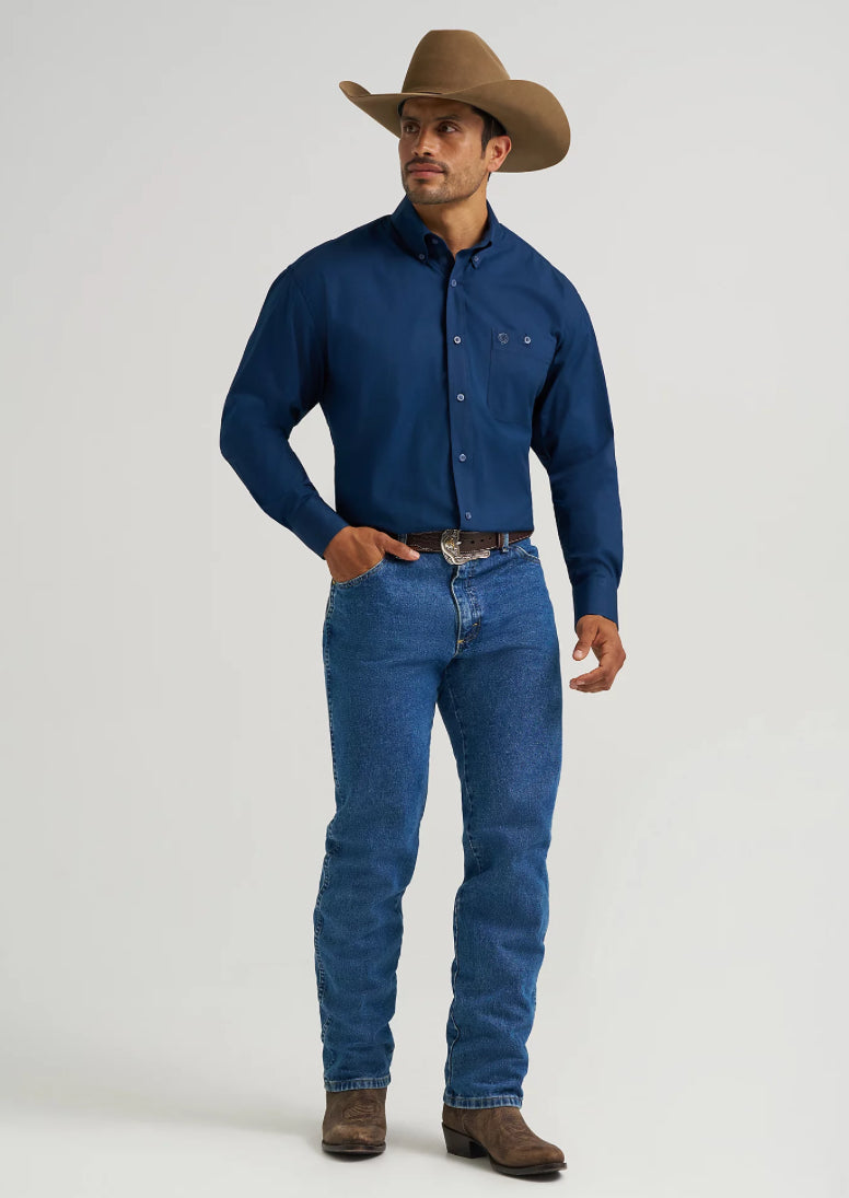 Wrangler Men’s George Straight, Button Down, Navy, 112368198