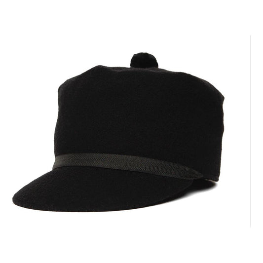 CROWNCAP Wool Blend Melton Stockman Cap Black w/ Inner 3/4 earband 1-140