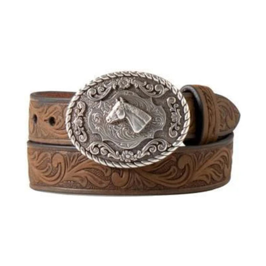 Nocona Baby Buckle - Infant Belt -  3/4" Embossed Pattern, Horse Head Buckle N442002