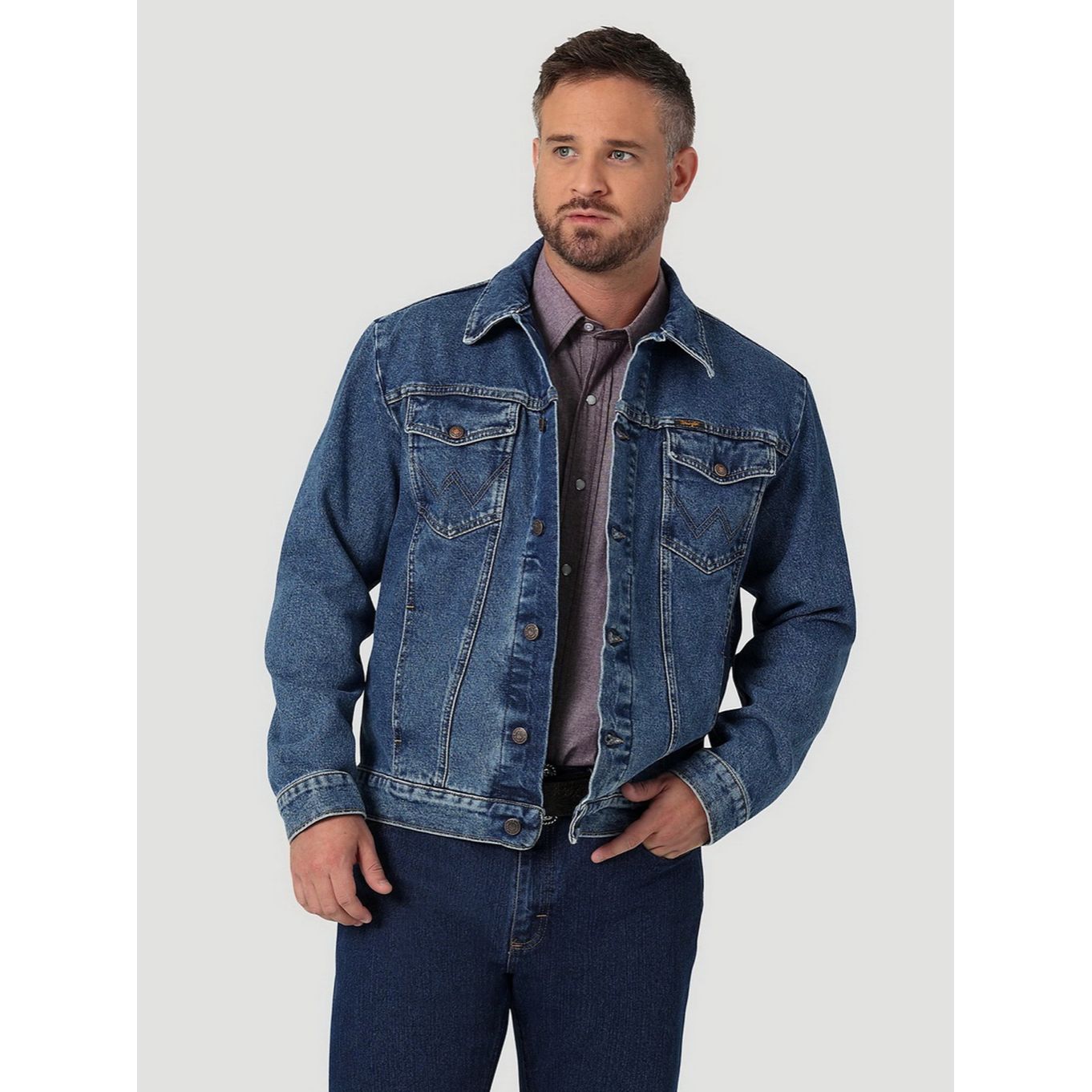 MEN'S WRANGLER MEN’S WESTERN DENIM JEAN JACKET, Unlined - Stonewash 112335728