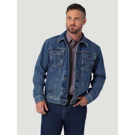 MEN'S WRANGLER MEN’S WESTERN DENIM JEAN JACKET, Unlined - Stonewash 112335728
