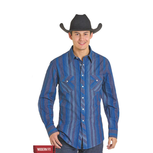 Rock & Roll Men’sWestern Shirt, Long Sleeve, Caribbean BMN2S07153