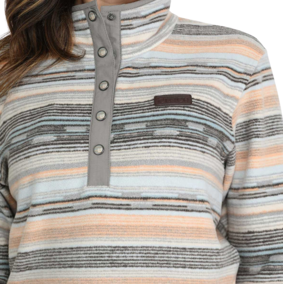 Cinch Ladies FLEECE PULLOVER - Multi Strip MAK9909004