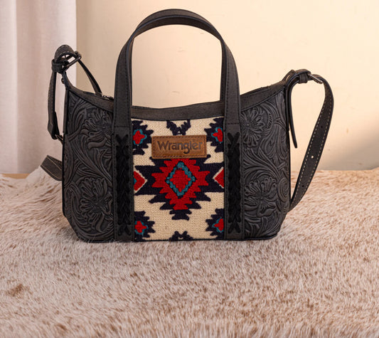 Wrangler Tooled Aztec Pattern Print Tote/Crossbody, WG226-8605BK