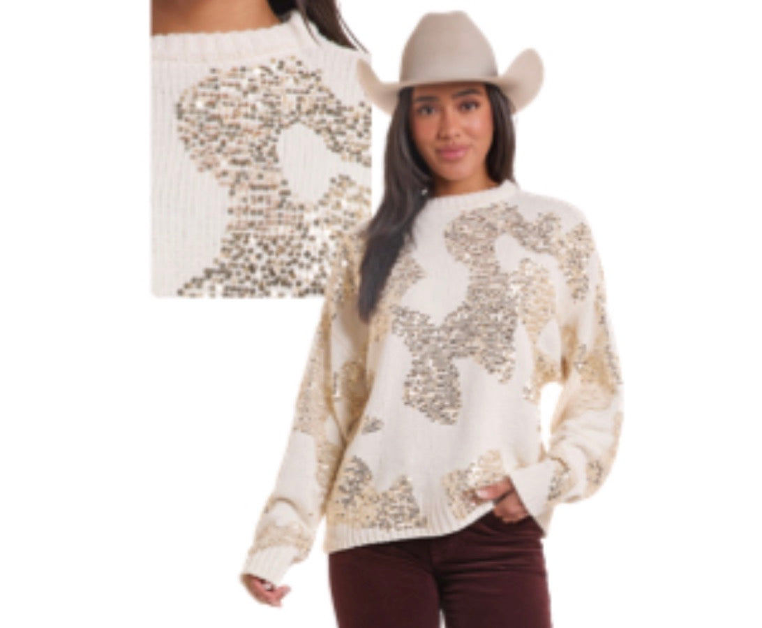 Rock & Roll Ladies Sweater, Sequin BW32T09966