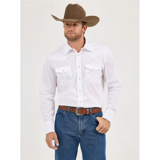 Wrangler Men’s Western Shirt - Classic Fit, Snaps, White 71105WH
