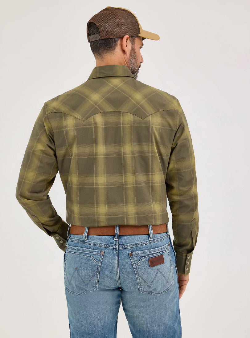 Wrangler Mens Retro® Snap Western Shirt, Green Plaid - 112369543