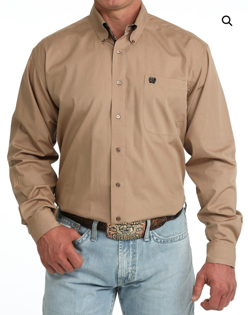 Cinch Men’s Button Down Western Shirt, Long Sleeve, Kaki MTW1106090