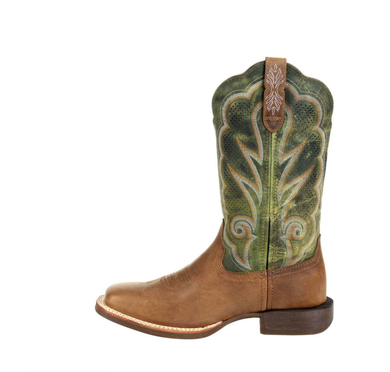 Durango Ladies Western Boot, X-treme AC, Brown Green, Square Toe DRD0378