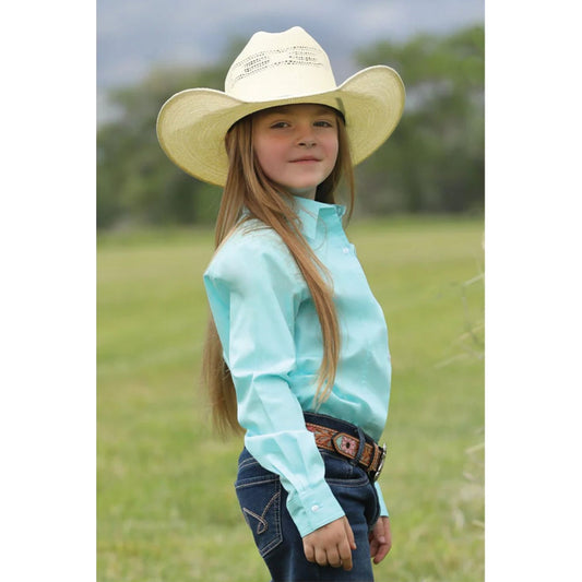 Cruel Girl, Girls Long Sleeve, Buttons, Turquoise CTW3120002