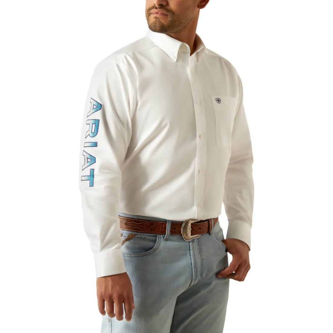 Ariat Men’s Western Shirt, Long Sleeve Button Up, Team Logo, Twill 10059132