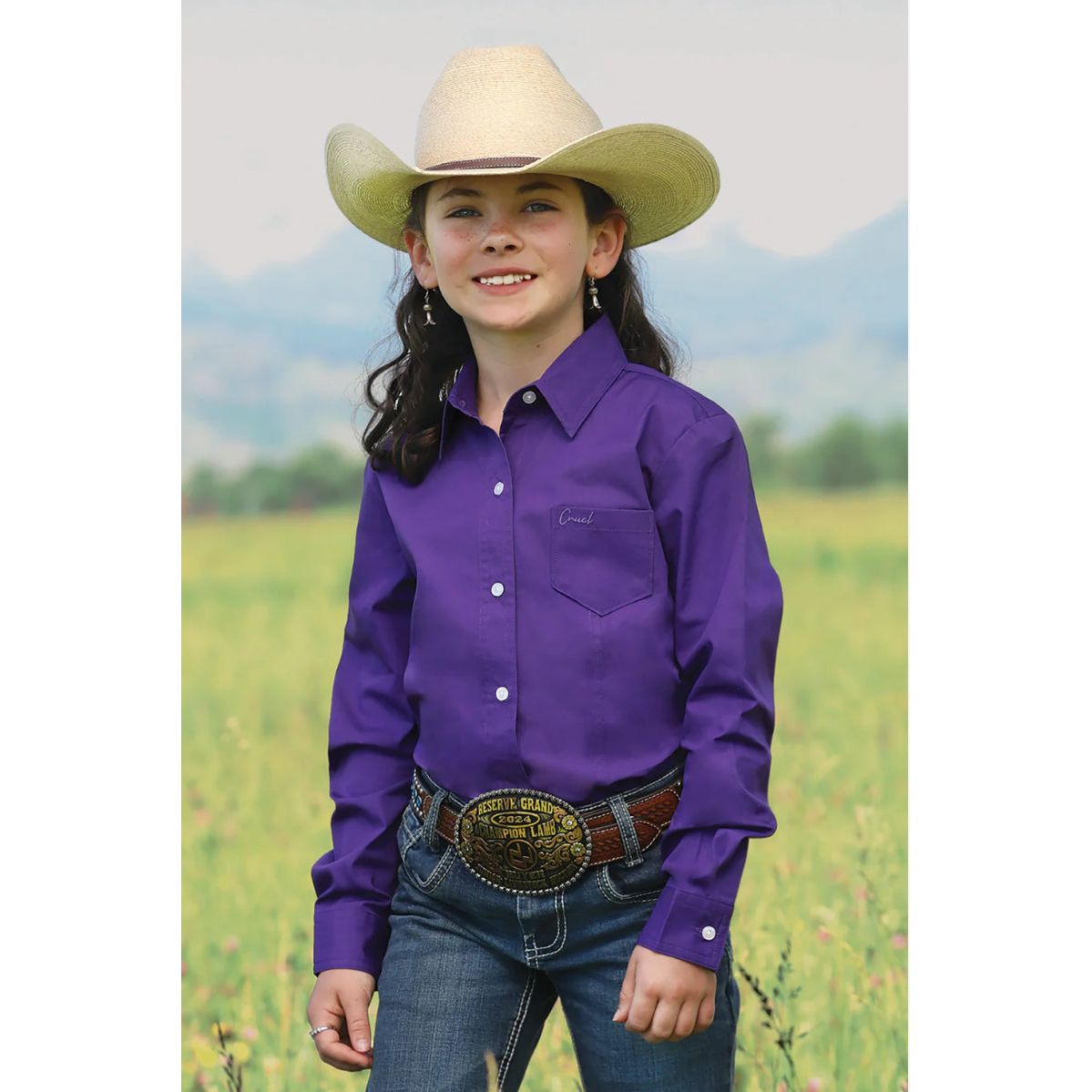 Cruel Girl, Girls Long Sleeve, Buttons, Purple CTW3120001