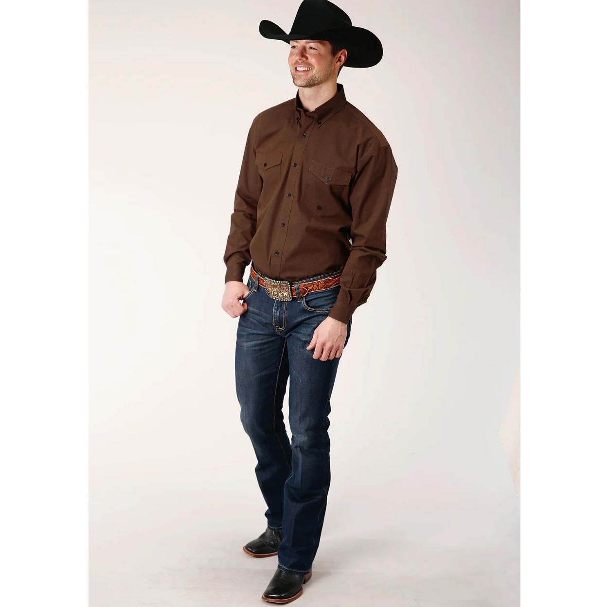 Roper Men’s Button Shirt, Brown 03-01-365-673BR
