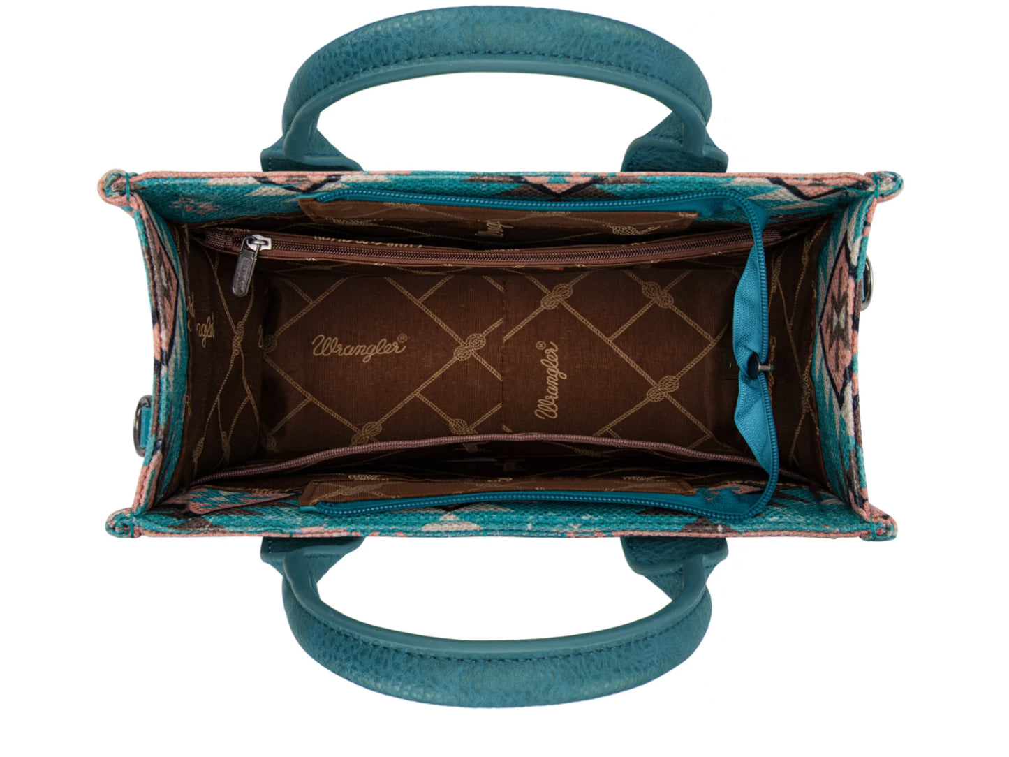 Wrangler Southwestern Print Small Canvas Tote/Crossbody - Turquoise WG2209- 8120STQ