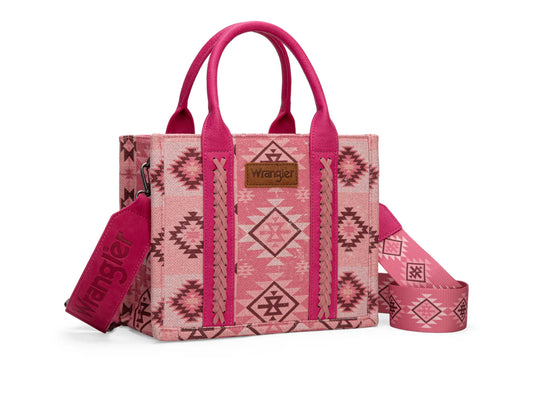 Wrangler Southwestern Print Small Canvas Tote/Crossbody - Pink WG2209- 8120SPK