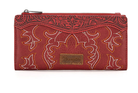 Wrangler Ladies Wallet, Embroidered Bi-Fold - RED WG145-212RD