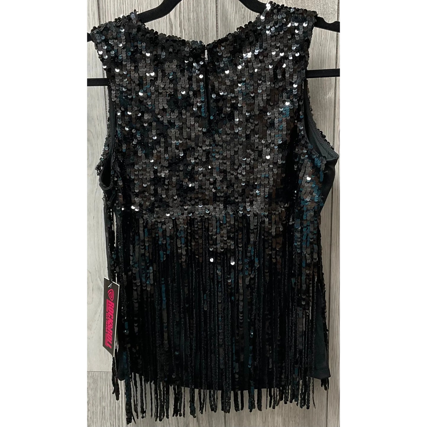 Rock & Roll Women’s Black Sequin Fringe Tank Top