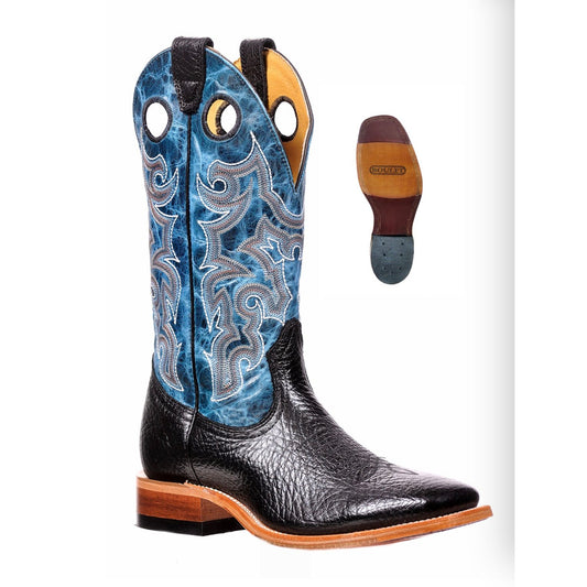 Boulet Men’s Western Boot, Square Toe, Blue Top, 2906