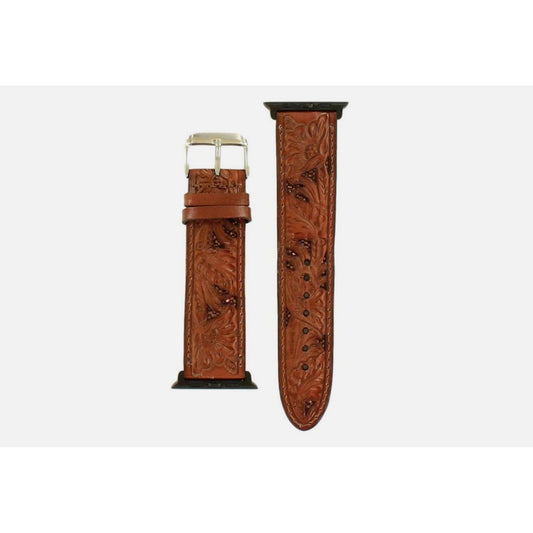 Nocona Smart Watch Band - Floral Tooled, Glitter Underlay N3100730