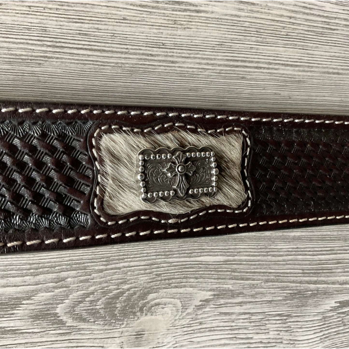 3D Belt Co Men’s Belt Cross Concho Basketweave - D100016002