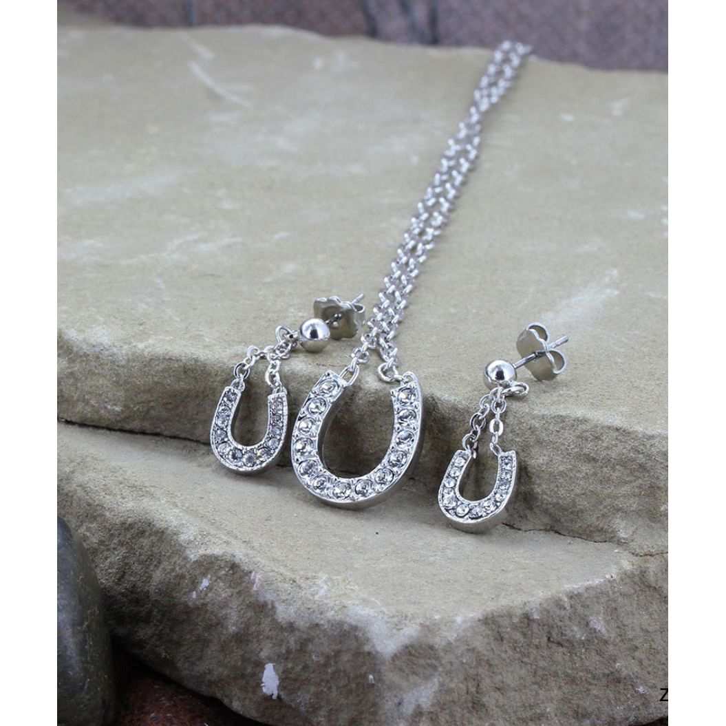 Montana Silversmith - Necklace & Earing Set-Rhinestone Horseshoe JS808