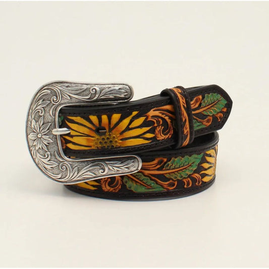 Nocona Kids Belt - Tooled Leather Sunflower N4440801