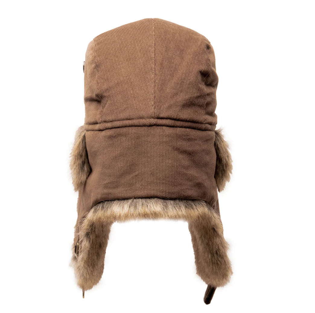 CrownCap Faux Fur Aviator with Fine Wale Cotton Corduroy Cover Winter Hat 1-47042