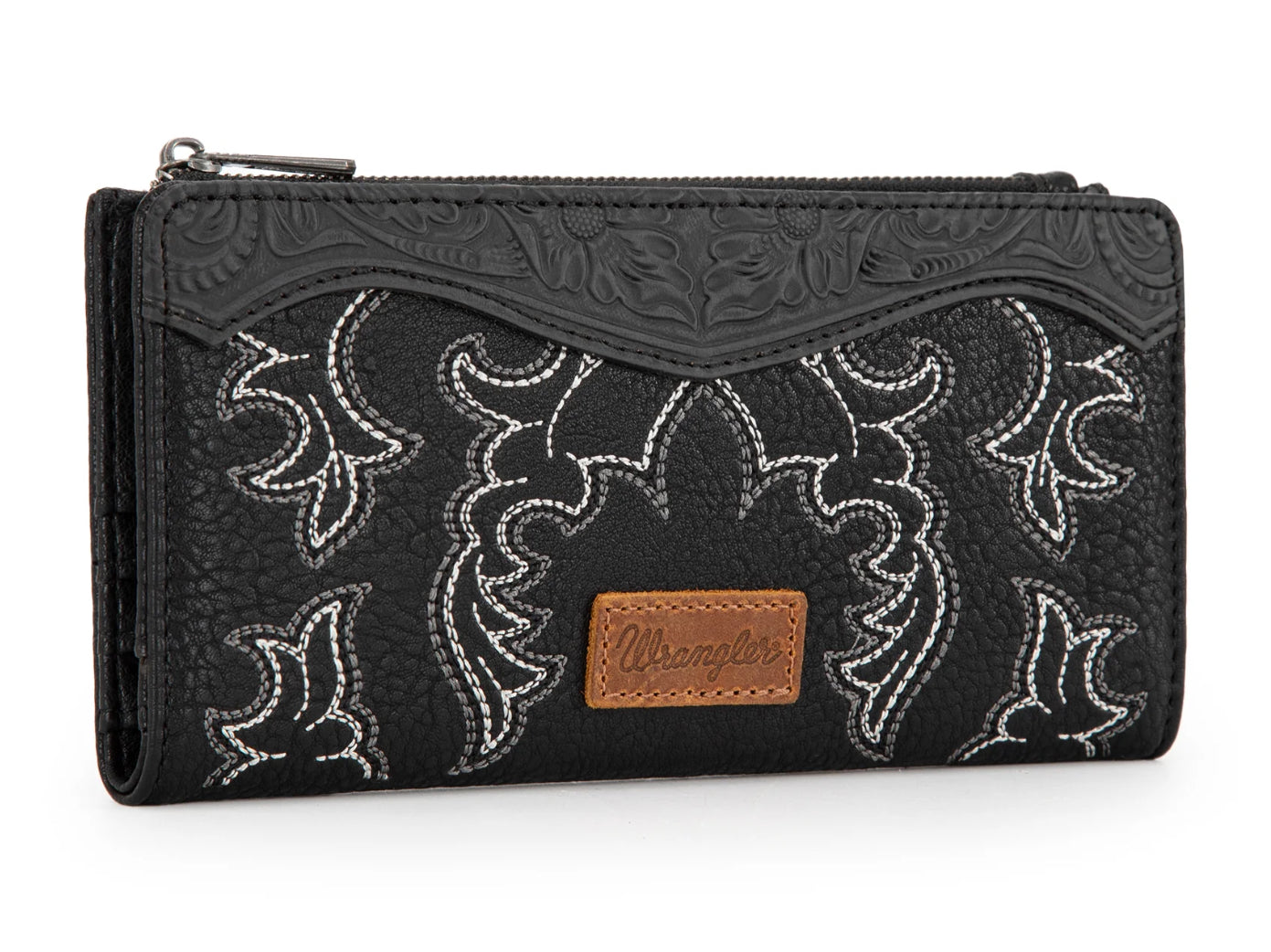 Wrangler Ladies Wallet, Embroidered Bi-Fold - Black WG145-212BK