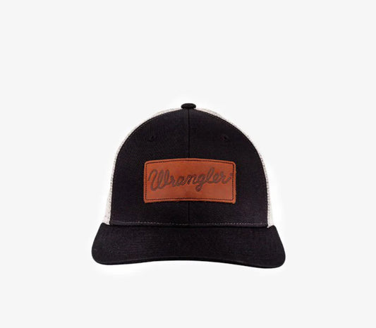 Wrangler Men’s Trucker Hat Cap - Snapback, Leather Patch WRGLTH002001