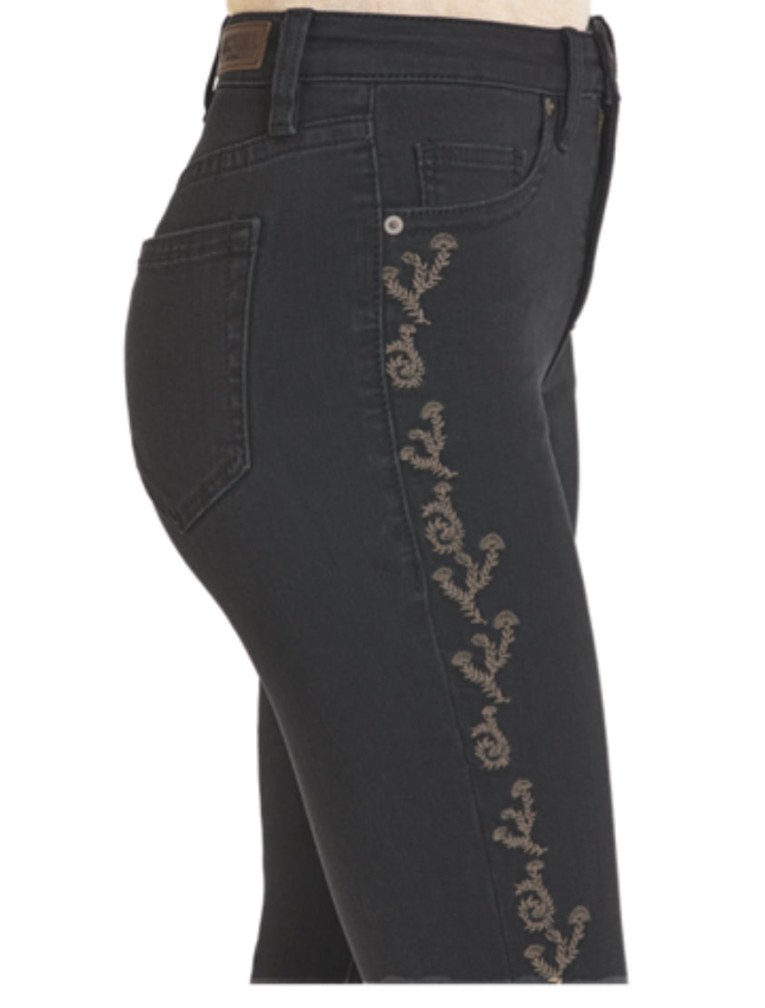 Rock & Roll Denim Ladies Flawless Fit - High Rise, Flare, Embroidered Side Seam BW6HD07212