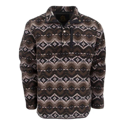 STS MEN'S WREN AZTEC FLEECE PULLOVER JACKET - BLACK STS-2738