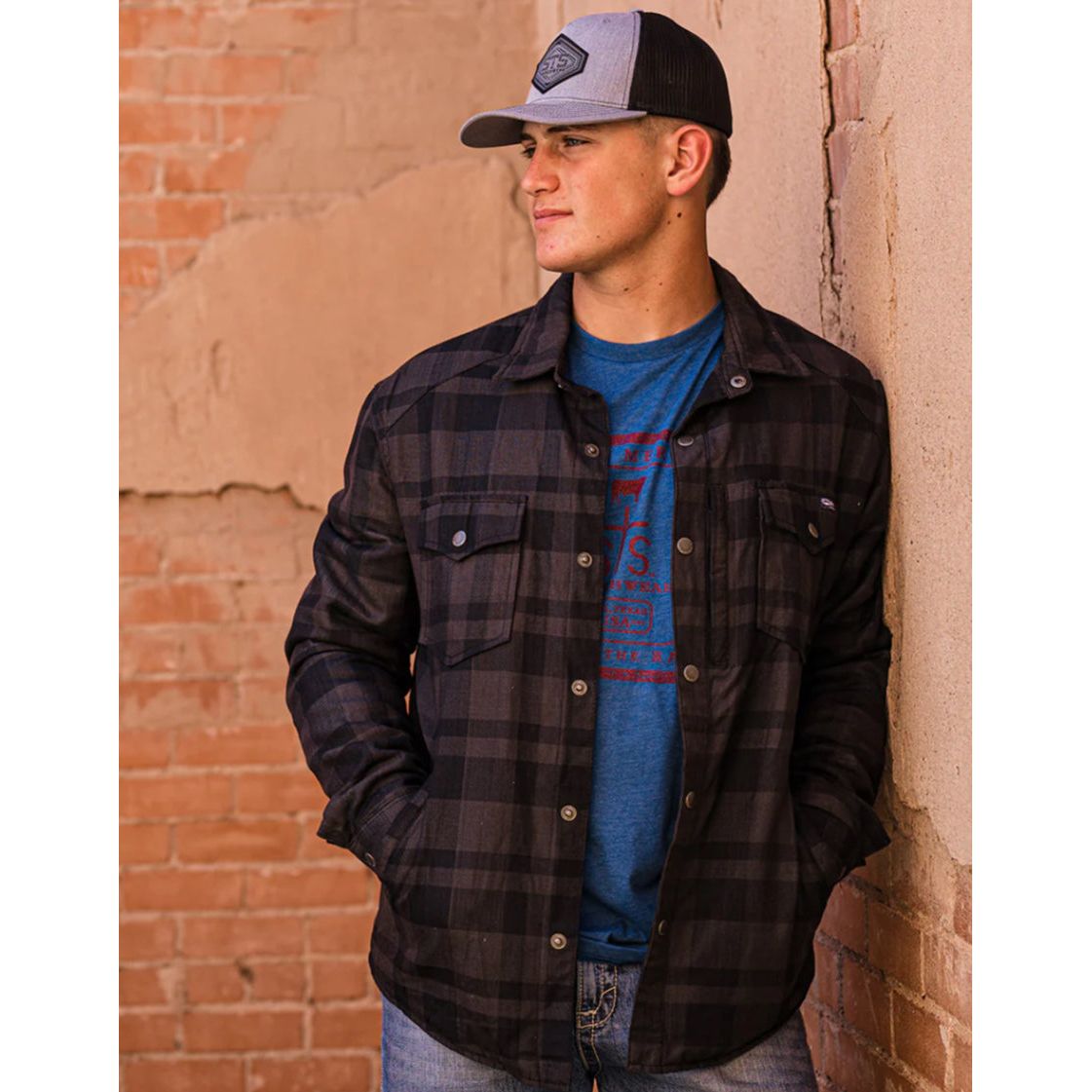 STS MEN'S Grey/Navy TRAPPER Plaid Jacket ST2771