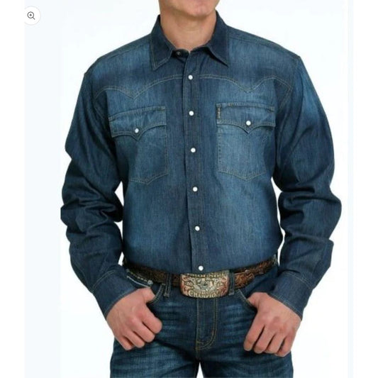 CINCH - Men’s LONG SLEEVE BUTTON-DOWN SHIRT, Blue MTW1681001