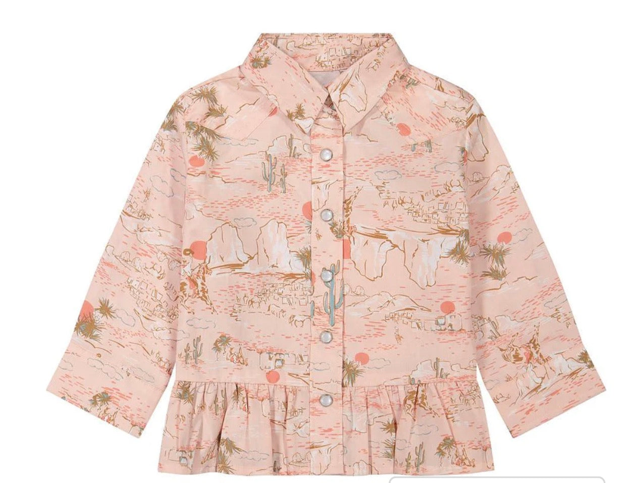 WRANGLER GIRL'S COWBOY PRINT LONG SLEEVE SNAP SHIRT 112382711