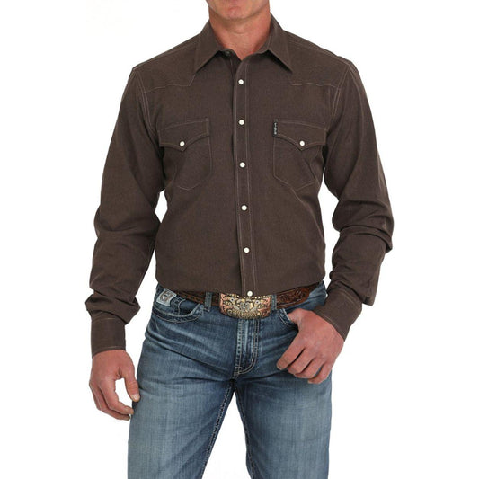 Cinch Men’s Western Shirt - MODERN FIT, STRIPE, SNAP FRONT - BROWN MTW1303082