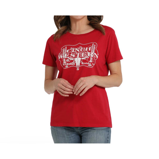 Cinch Women's Red Short Sleeve Graphic Shirt MSK7901010