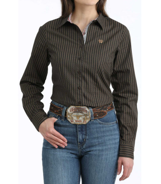 Cinch Ladies Western Shirt, Button Down - Brown MSW9165078
