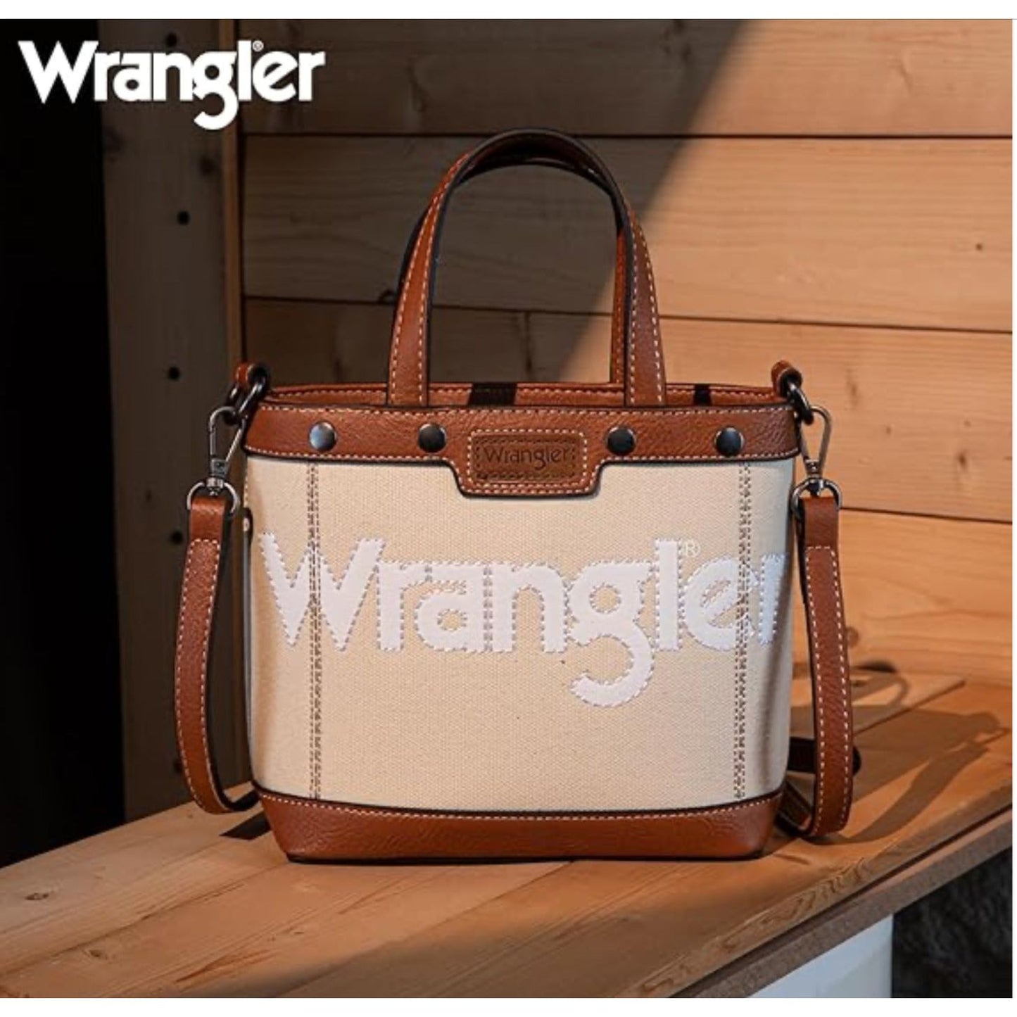 Wrangler Ladies Canvas, Mini Top Handle, Crossbody, Tote, WG142-2005 Army-Green or Tan