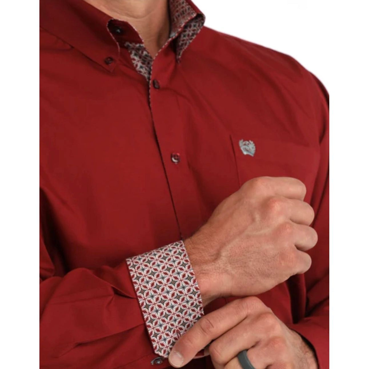Cinch Men's Solid Burgundy Button Down Shirt MTW1106139