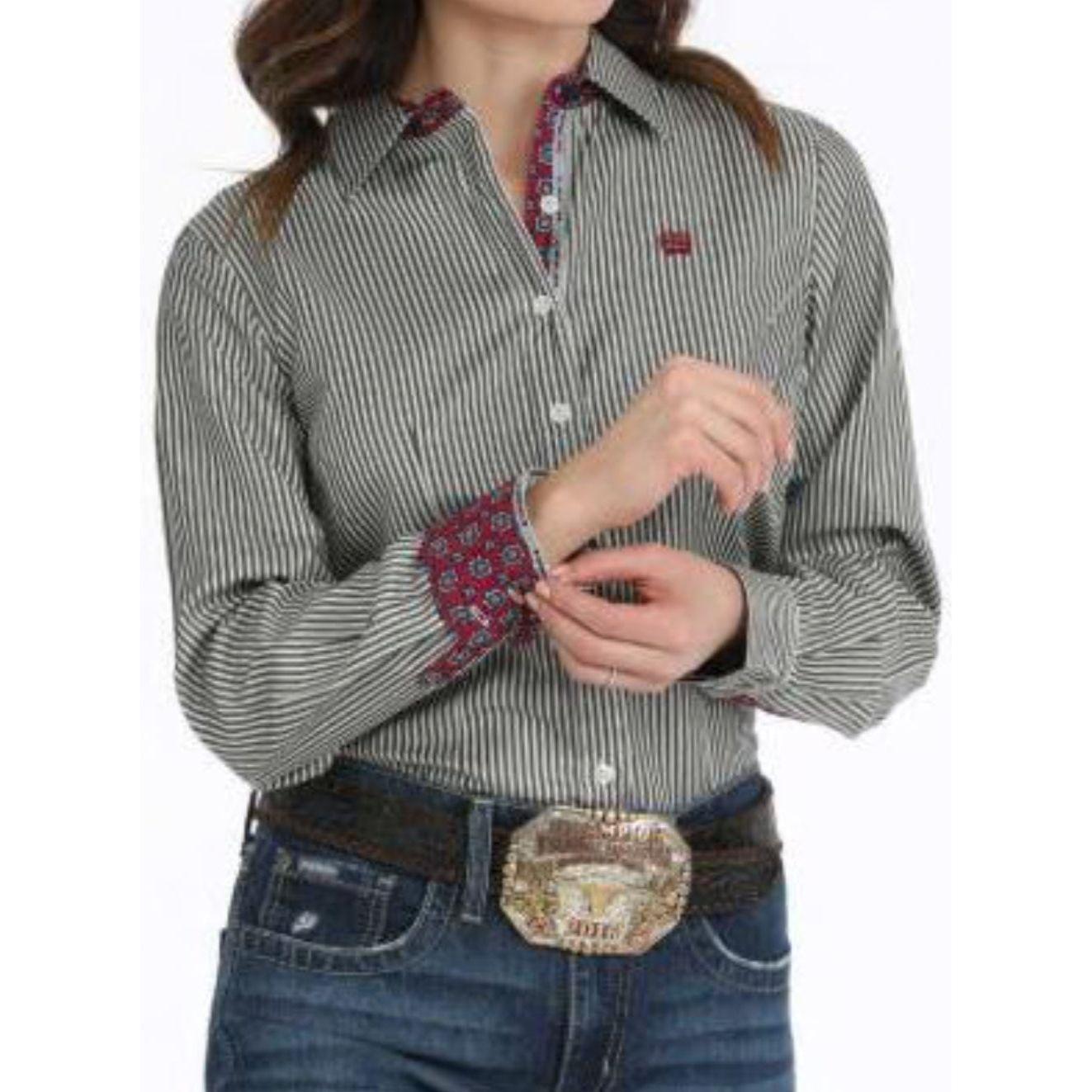CINCH - WOMEN'S Western Shirt, BUTTON-DOWN, Black Stripe - MSW9165065