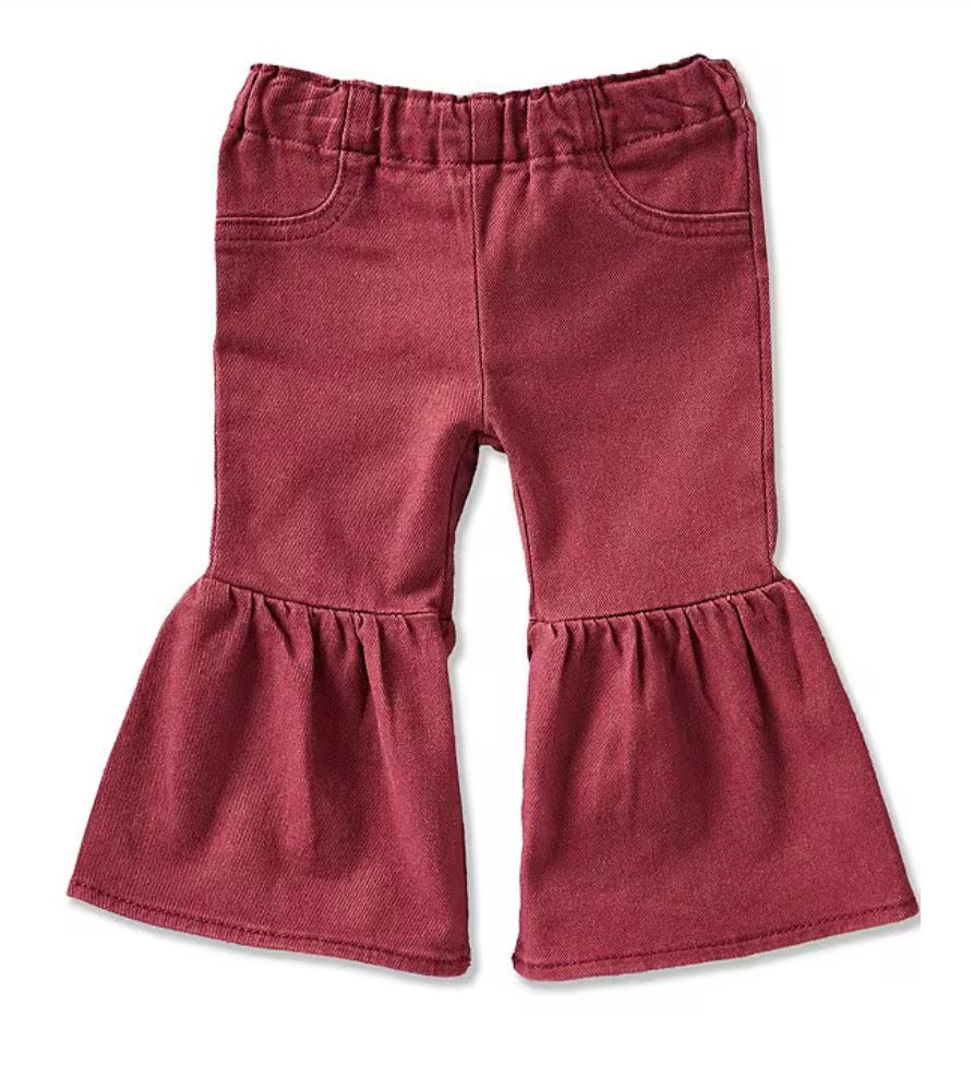 WRANGLER BABY & GIRL Tiered Flare Jean Burgandy- 112385572