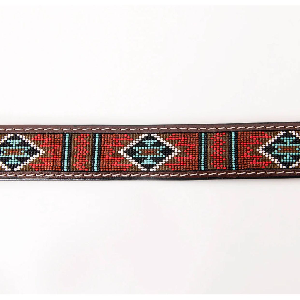 Hillason Men’s Belt Tooled with Beaded inlay (Red, Gold, Turquoise, White) RIBT115