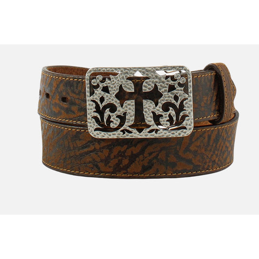 Ariat Ladies Belt - Brown Leather, “Moonstruck”, w/ Cross Buckle A1560102