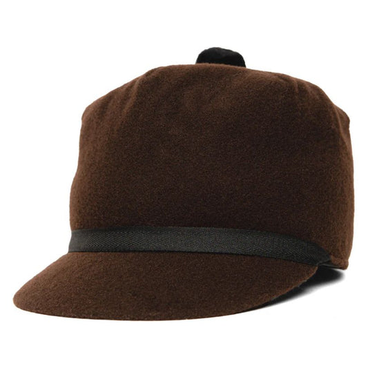 CROWNCAP Wool Blend Melton Stockman Cap BROWN with Inner 3/4 earband 1-140
