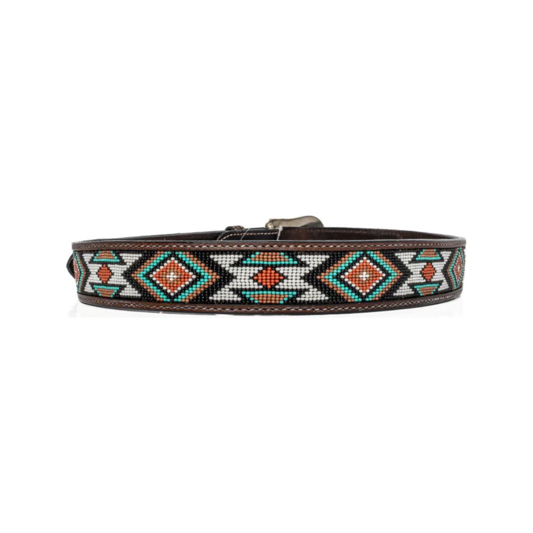 Ranger Belt Company Belt kid’s - leather, beaded rose & teal, SW Design KH-3024K