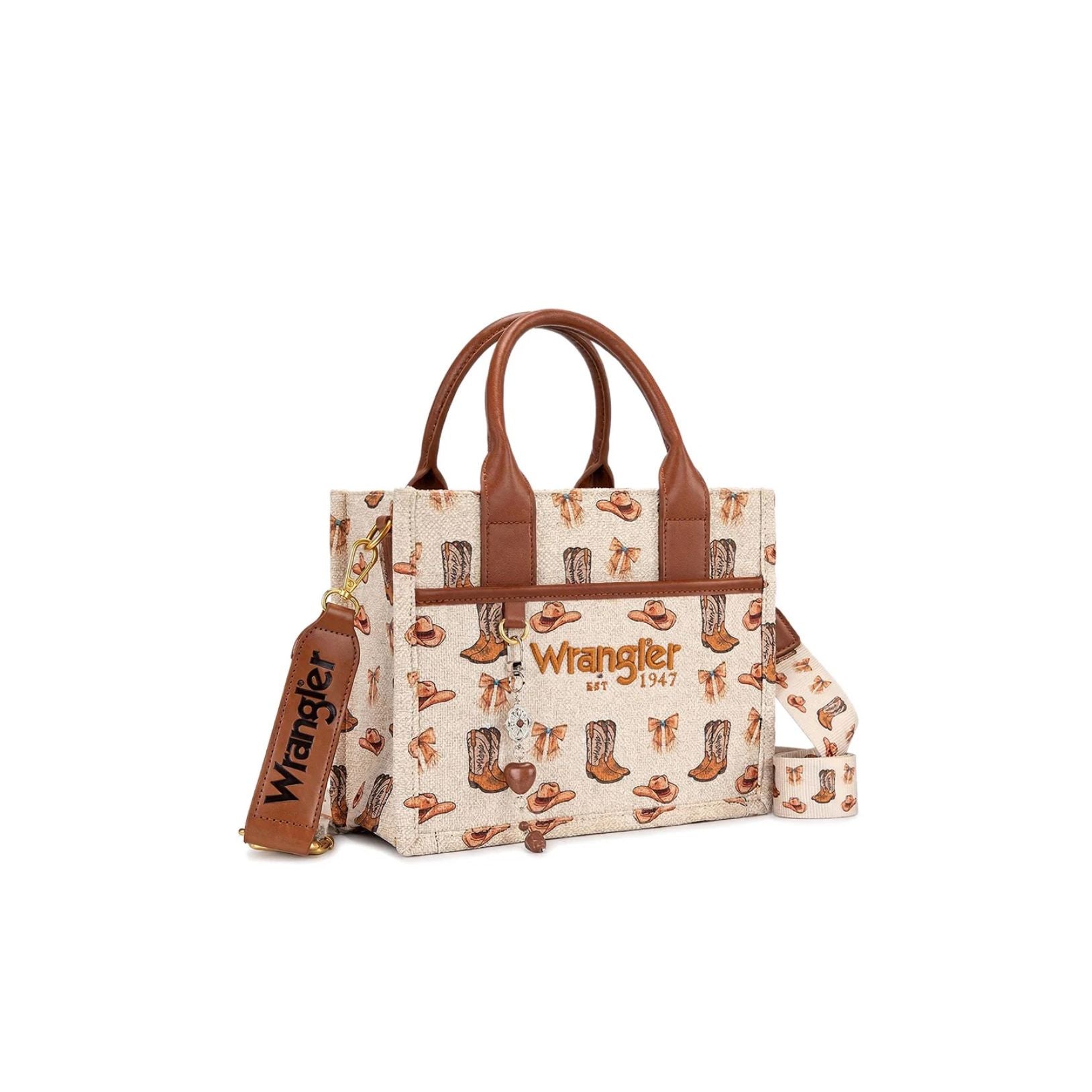 Wrangler Boot Print Small Canvas Tote/Crossbody - WG524-8120STN