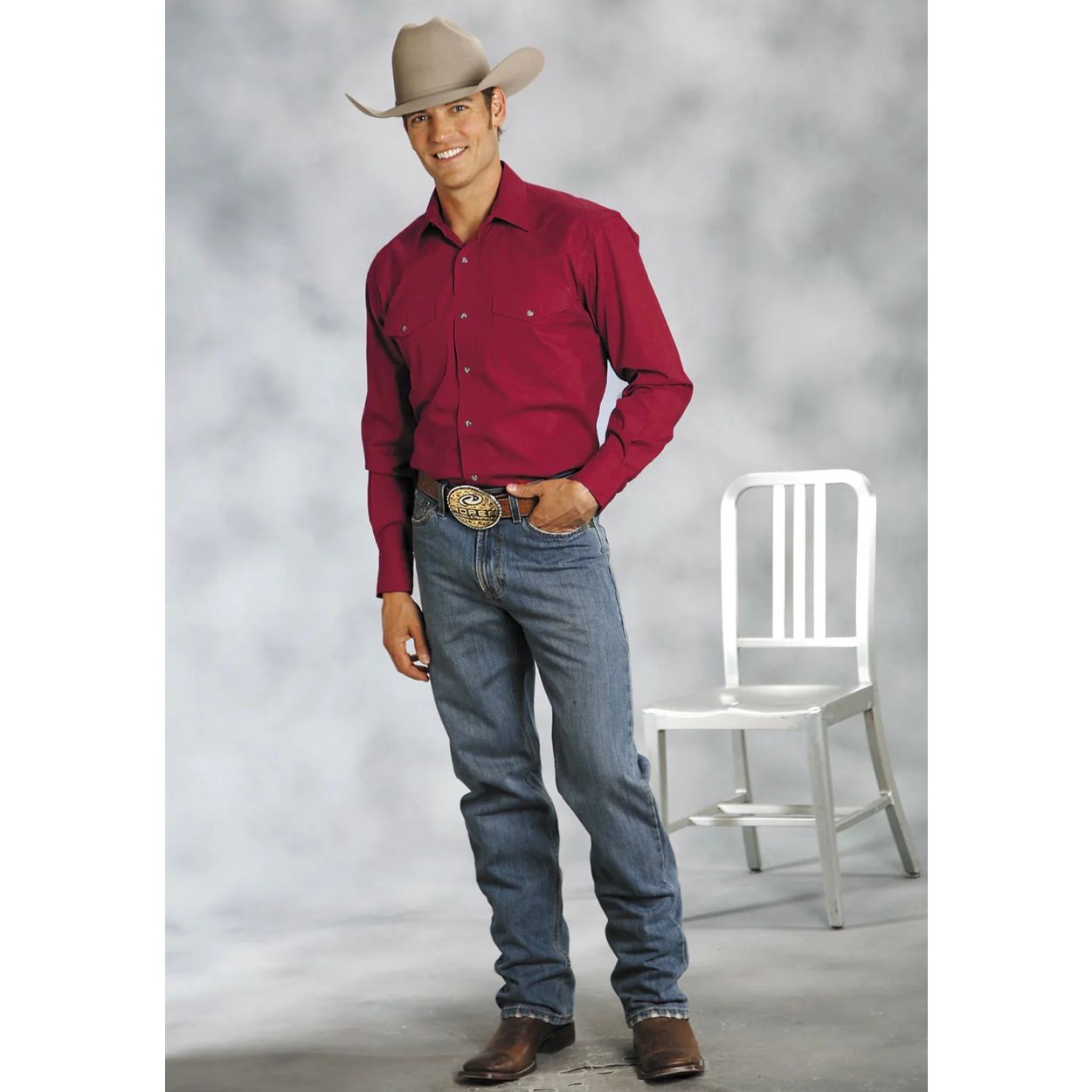 Roper Men’s Snap Shirt, Red 03-01-265-2108