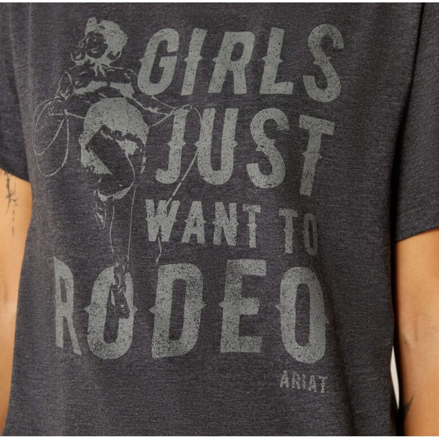 ✩ Ariat Ladies T-Shirt: Girls Want To Rodeo, Heather Grey 10058879