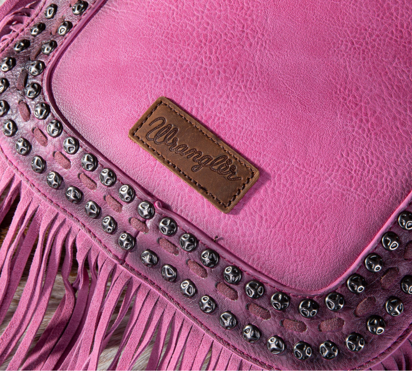 Wrangler Rivets Fringe Concealed Carry Crossbody -Hot Pink WG65-G2003HPK